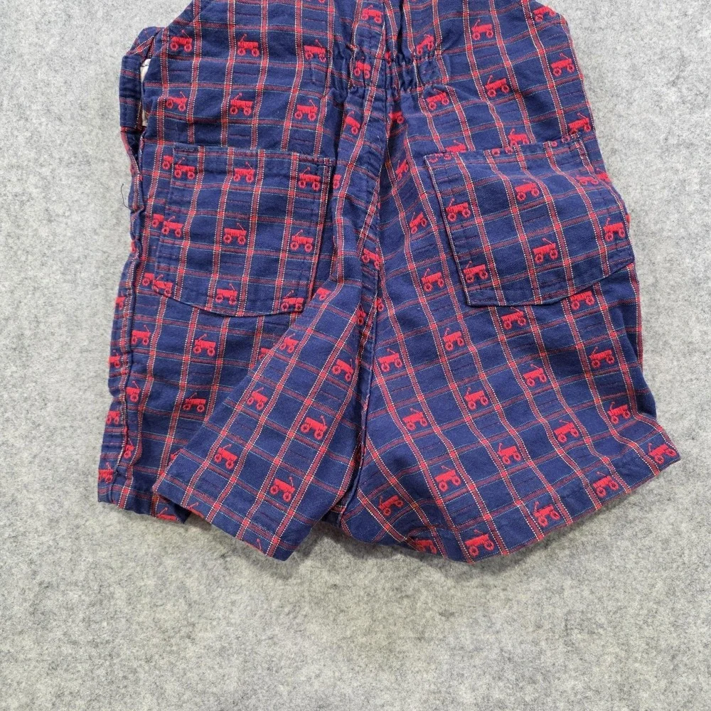 Vintage OshKosh B'gosh Vestbak Shortalls Kids 3T Blue Wagon Plaid USA‎ Made